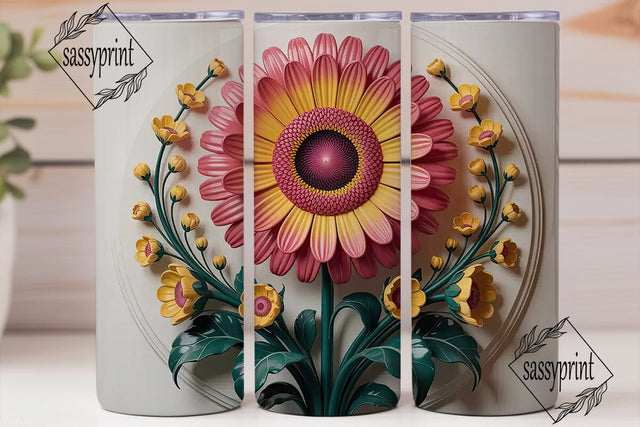 3D Floral Tumbler Wrap Sublimation sassyprint 