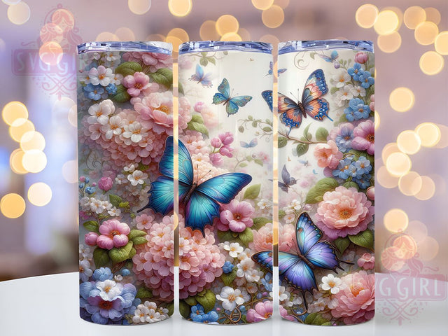 3D Floral Wildflower 20oz Tumbler, Wildflower Cup Wrap, Floral Sublimation Design, 20Oz Tumbler Wrap, Colorful Butterfly Cup, Nature Inspired Tumbler, Artistic Floral Wrap Sublimation SvggirlplusArt 