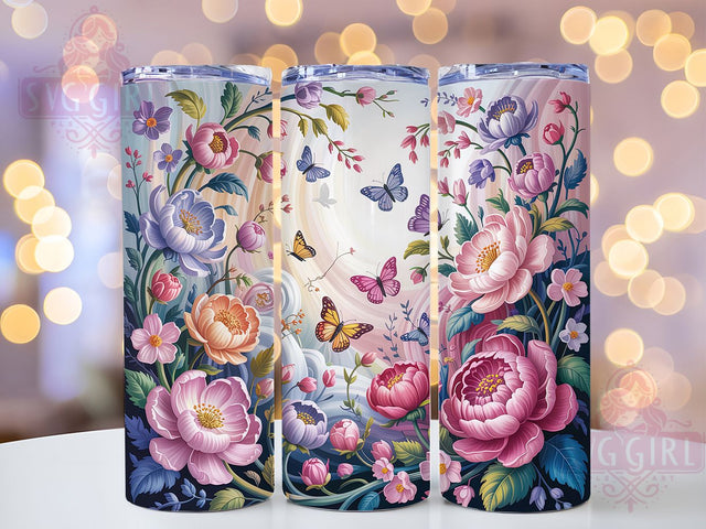 3D Floral Wildflower 20oz Tumbler, Wildflower Cup Wrap, Floral Sublimation Design, 20Oz Tumbler Wrap, Colorful Butterfly Cup, Nature Inspired Tumbler, Artistic Floral Wrap Sublimation SvggirlplusArt 