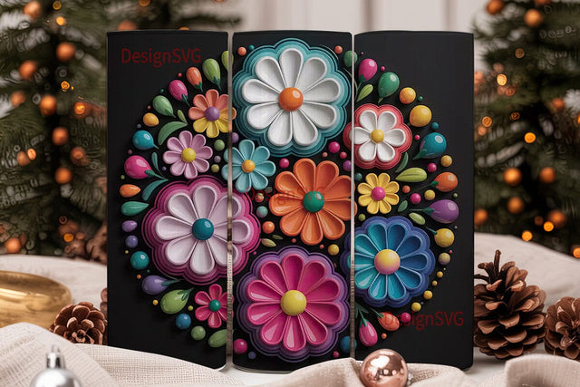 3D Floral Wind Spinner Design Sublimation DesignSVG 