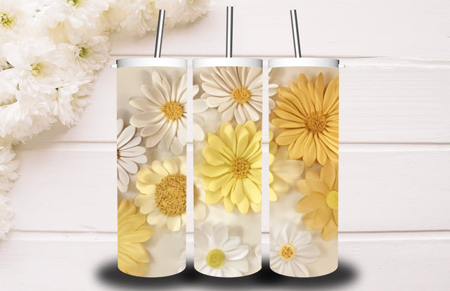 3D Flower 20 oz Skinny Tumbler Design 3D Paper Creativeart88 