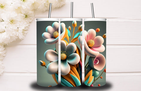 3D Flower 20 oz Skinny Tumbler Design 3D Paper Creativeart88 