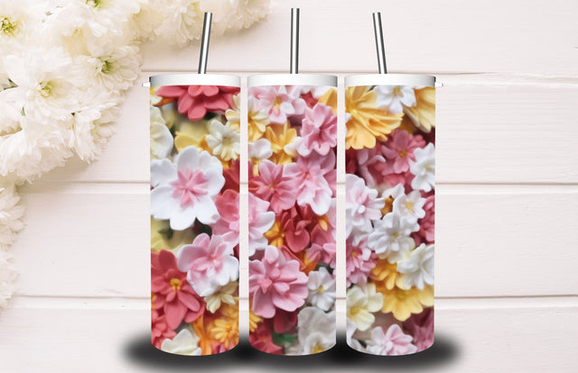 3D Flower 20 oz Skinny Tumbler Design 3D Paper Creativeart88 