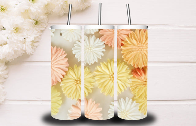 3D Flower 20 oz Skinny Tumbler Design 3D Paper Creativeart88 
