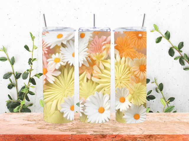 3D Flower 20 oz Skinny Tumbler Design 3D Paper Creativeart88 