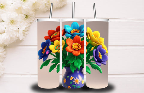 3D Flower 20 oz Skinny Tumbler Design 3D Paper Creativeart88 