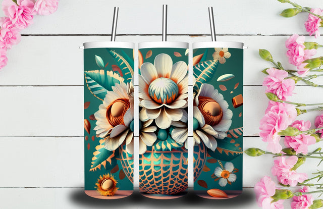 3D Flower 20 oz Skinny Tumbler Sublimation Jagonath Roy 