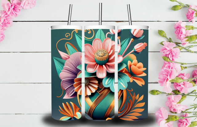 3D Flower 20 oz Skinny Tumbler Sublimation Jagonath Roy 