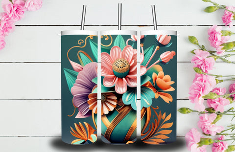 3D Flower 20 oz Skinny Tumbler Sublimation Jagonath Roy 