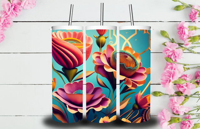 3D Flower 20 oz Skinny Tumbler Sublimation Jagonath Roy 