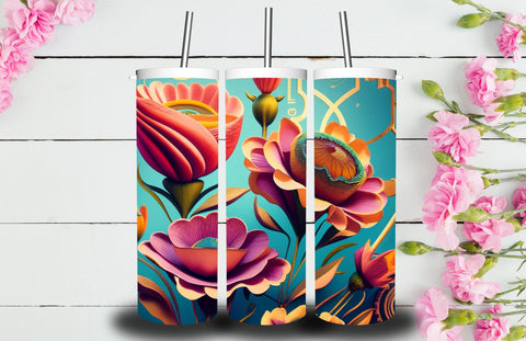 3D Flower 20 oz Skinny Tumbler Sublimation Jagonath Roy 