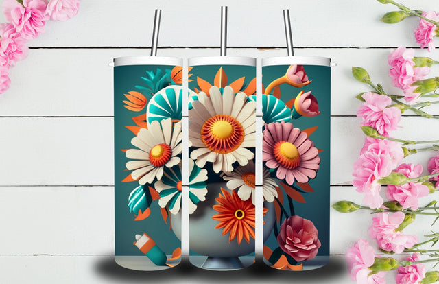 3D Flower 20 oz Skinny Tumbler Sublimation Jagonath Roy 