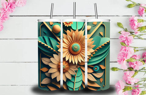 3D Flower 20 oz Skinny Tumbler Sublimation Jagonath Roy 