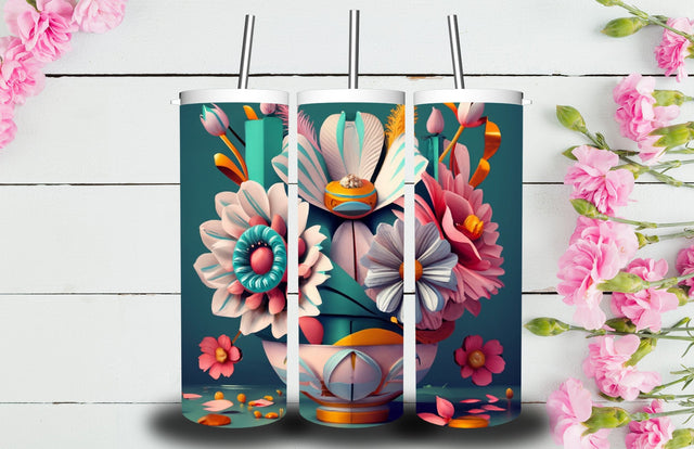 3D Flower 20 oz Skinny Tumbler Sublimation Jagonath Roy 