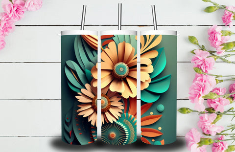 3D Flower 20 oz Skinny Tumbler Sublimation Jagonath Roy 