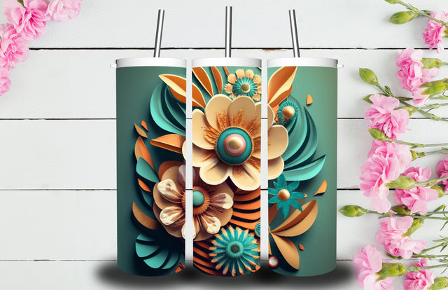 3D Flower 20 oz Skinny Tumbler Sublimation Jagonath Roy 