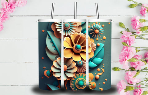 3D Flower 20 oz Skinny Tumbler Sublimation Jagonath Roy 