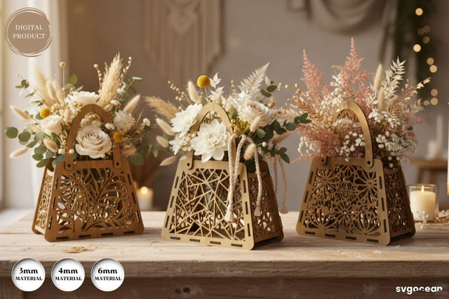3D Flower Basket Laser Cut Bundle SVG SvgOcean 