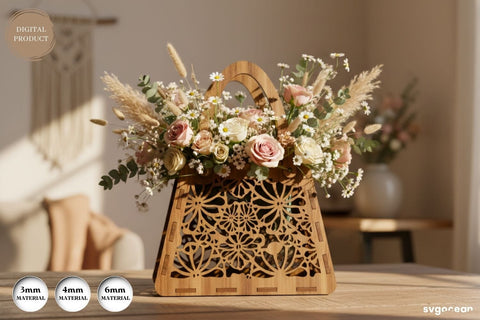 3D Flower Basket Laser Cut Bundle SVG SvgOcean 