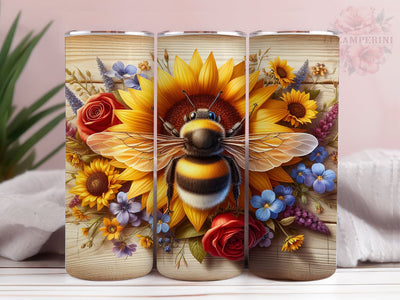 3D Flower Bee Honeycomb 20oz Tumbler Wrap PNG, Sunflower Bee Tumbler Png, Straight & Tapered Tumbler Wrap, Instant Digital Download Sublimation Li Zamperini 