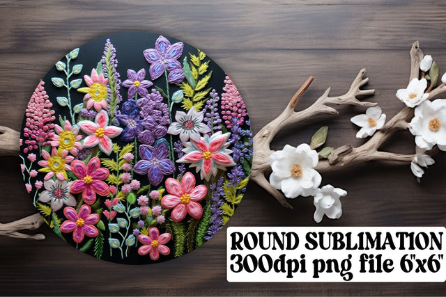 3D Flower Embroidery Sublimation Kit - Circle, Keychain, Car Coaster Sublimation afrosvg 