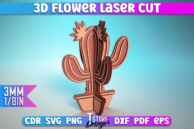 3D Flower Laser Cut | Flower Laser Cut Design | CNC Files SVG The T Store Design 