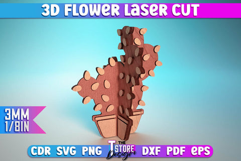 3D Flower Laser Cut | Flower Laser Cut Design | CNC Files SVG The T Store Design 