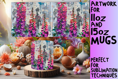 3D Flower Mug Wrap Design Sublimation afrosvg 