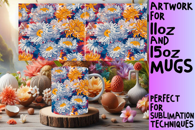 3D Flower Mug Wrap Sublimation Design Sublimation afrosvg 