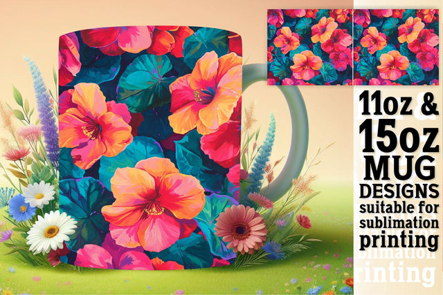 3D Flower Pattern Mug Design Sublimation afrosvg 
