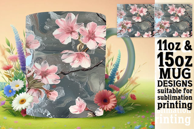 3D Flower Pattern Mug Wrap Sublimation afrosvg 