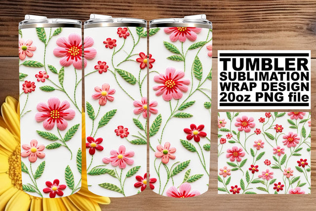 3D Flower Power Tumbler Wrap - Spring Beauty Sublimation afrosvg 