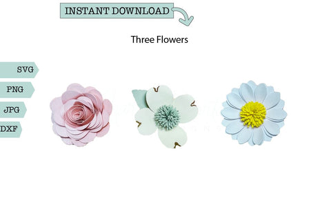 3d Flower SVG-Three Flowers SVG Sharia Morton Designs 