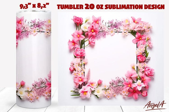 3d Flower tumbler wrap / pink floral tumbler / girl tumbler Sublimation Angelina Semenova 