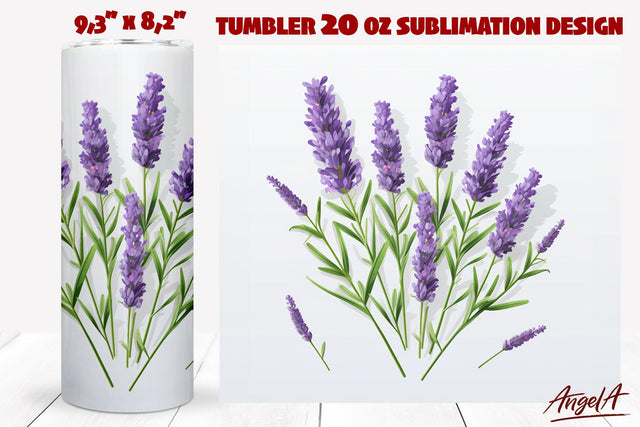 3D flower tumbler wrap / purple lavender floral tumbler PNG Sublimation Angelina Semenova 