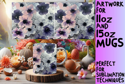 3D Flower Wrap for 11oz 15oz Mugs Sublimation afrosvg 