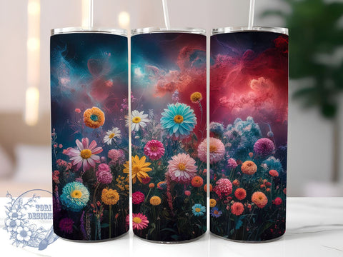 3D Flowers 20oz Skinny Tumbler, Floral Tumbler Png, Straight & Tapered Tumbler Wrap, Instant Digital Download Sublimation ToriDesigns 