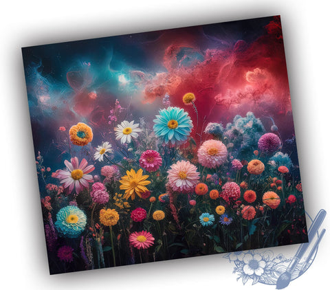 3D Flowers 20oz Skinny Tumbler, Floral Tumbler Png, Straight & Tapered Tumbler Wrap, Instant Digital Download Sublimation ToriDesigns 