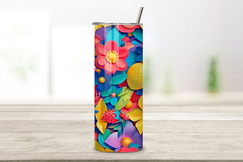 3D flowers skinny tumbler | Seamless Tumbler Wrap Sublimation FloridPrintables 