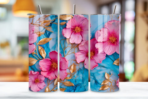 3D Flowers Sublimation Tumbler | Seamless Tumbler Wrap Sublimation FloridPrintables 