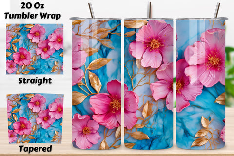 3D Flowers Sublimation Tumbler | Seamless Tumbler Wrap Sublimation FloridPrintables 