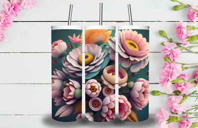 3D Flowers Tumbler Sublimation Designs 3D Paper Jagonath Roy 