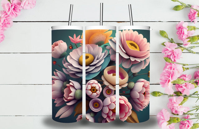 3D Flowers Tumbler Sublimation Designs 3D Paper Jagonath Roy 
