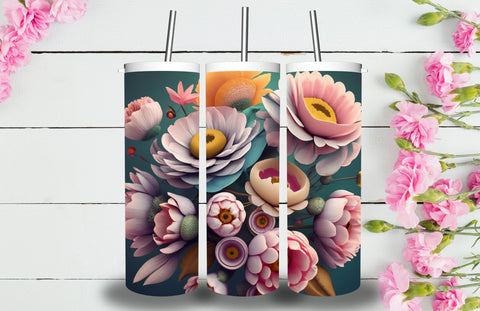 3D Flowers Tumbler Sublimation Designs 3D Paper Jagonath Roy 
