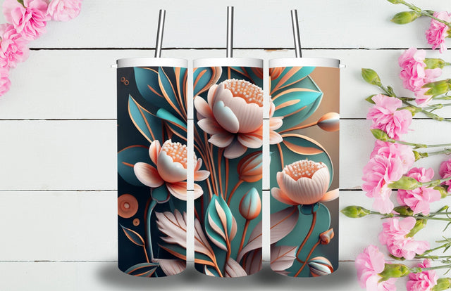 3D Flowers Tumbler Sublimation Designs 3D Paper Jagonath Roy 
