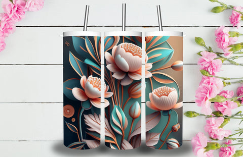 3D Flowers Tumbler Sublimation Designs 3D Paper Jagonath Roy 