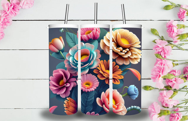 3D Flowers Tumbler Sublimation Designs 3D Paper Jagonath Roy 