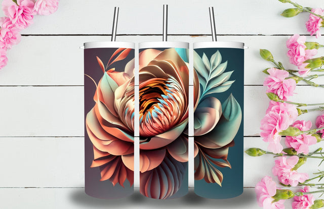 3D Flowers Tumbler Sublimation Designs 3D Paper Jagonath Roy 