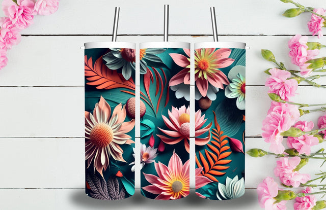 3D Flowers Tumbler Sublimation Designs Sublimation Jagonath Roy 