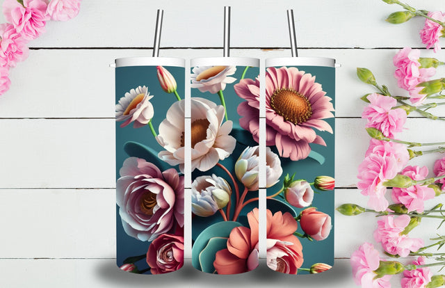 3D Flowers Tumbler Sublimation Designs Sublimation Jagonath Roy 